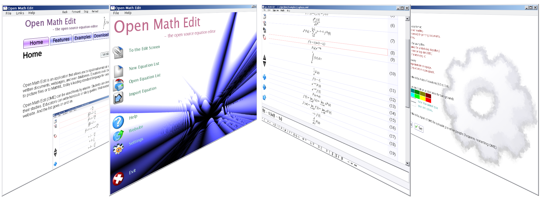 The Different Screens of Open Math Edit.